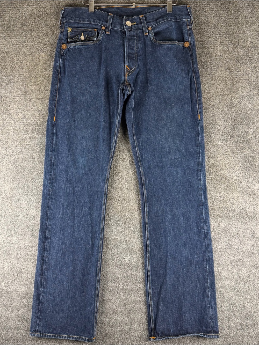 True Religion Ricky Jeans Mens 36x33 Dark Wash Blue Horseshoe Vintage Straight - Picture 3 of 10